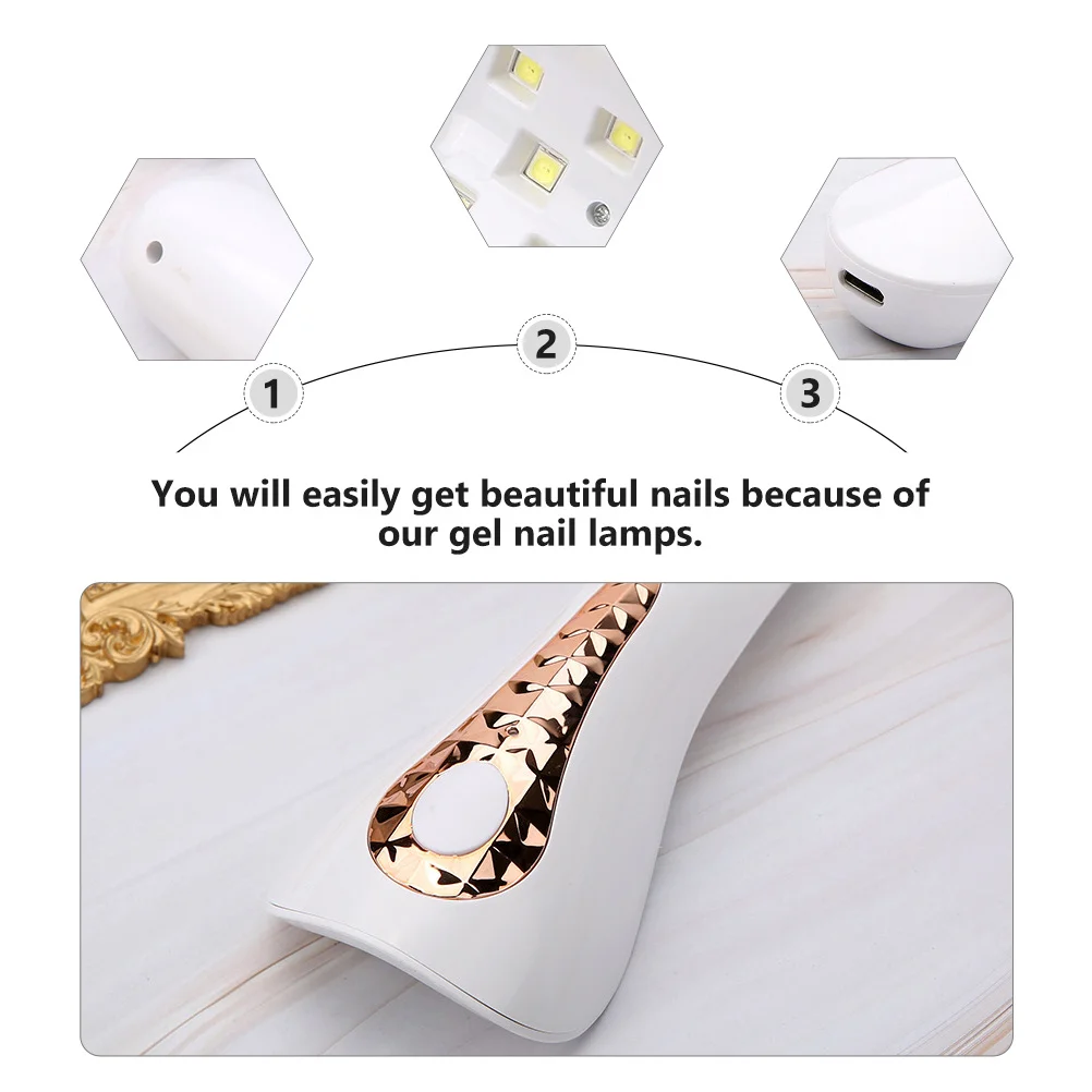 1pc lampada per unghie a LED UV portatile bianco dorato timer gel ad asciugatura rapida strumento per manicure asciugatrice per unghie portatile per uso in viaggio a casa in salone