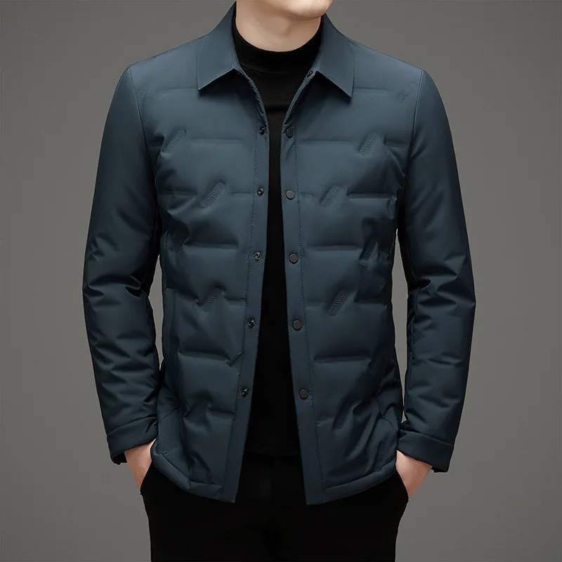 Luxury Warm Lightweight Down Jacket Autumn New Men's Down Coat White Duck Down Lapel Trendy Cold Protection Puffer Jacket Chic