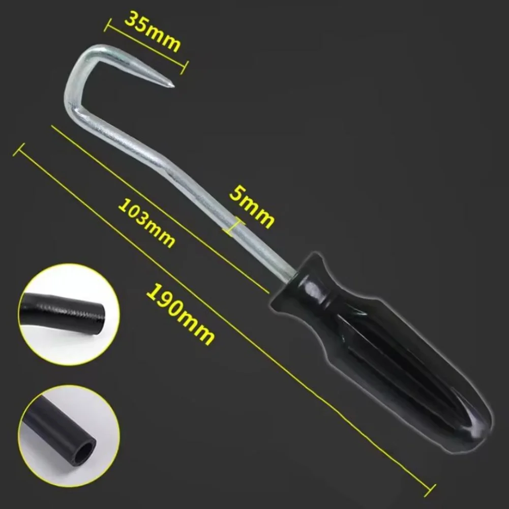 Automotive Hose Removal Hook Tool with Steel Construction and Ergonomic Nylon Grip for Fuel and Radiator Pipe Separation