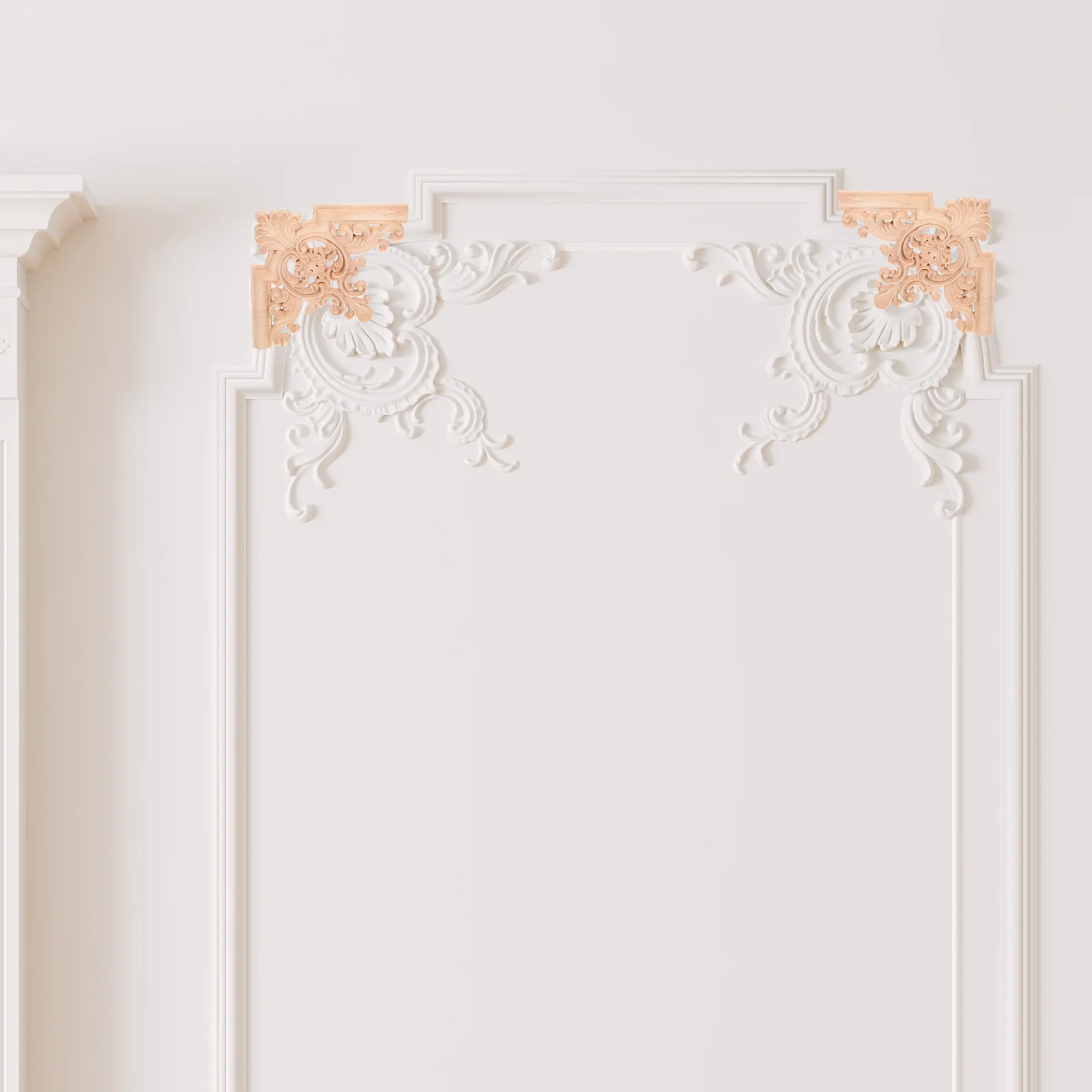 

4pcs Luxury Carved Onlay Applique Wooden Ceiling Decor Artistic Room Home Furniture Decoration Wood Carved