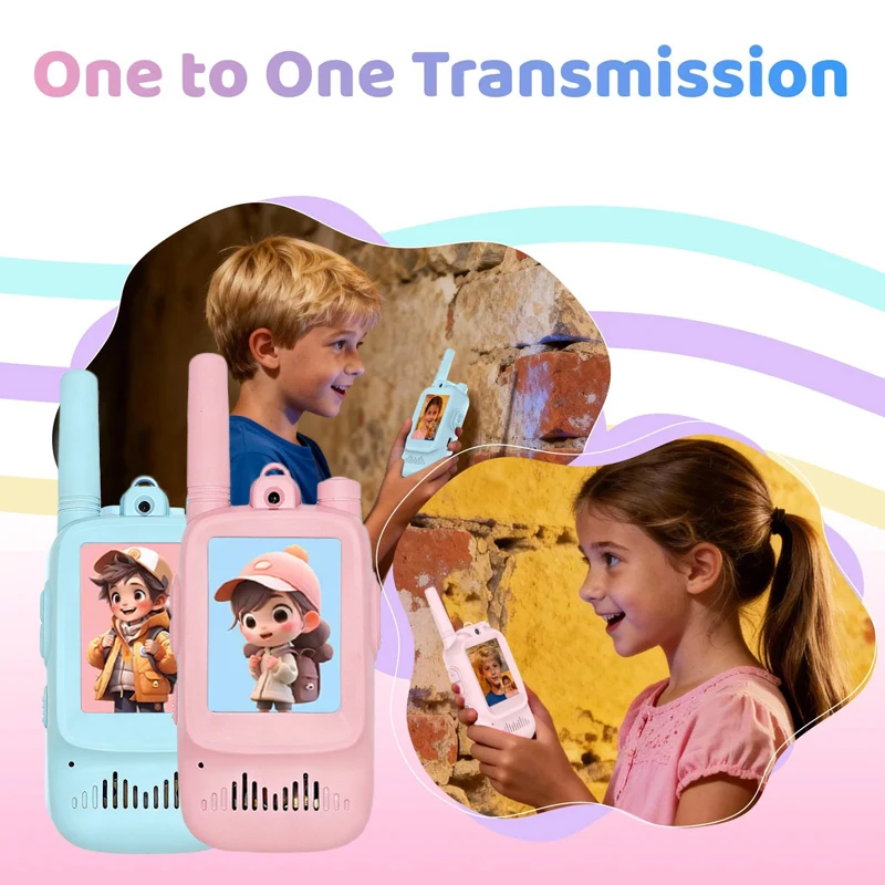 2pcs Kids Video Walkie Talkie Rechargeable Indoor Outdoor Toys One-Click Call Essential for Camping & Hiking Adventures Gift