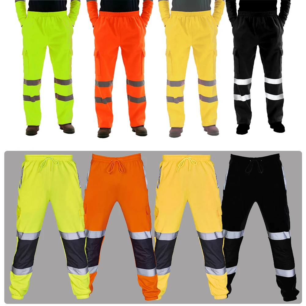 

Men's Work Pants Fluorescent Green Work Clothes Uniform Casual Pants Road Cunstruction Worker Workwear