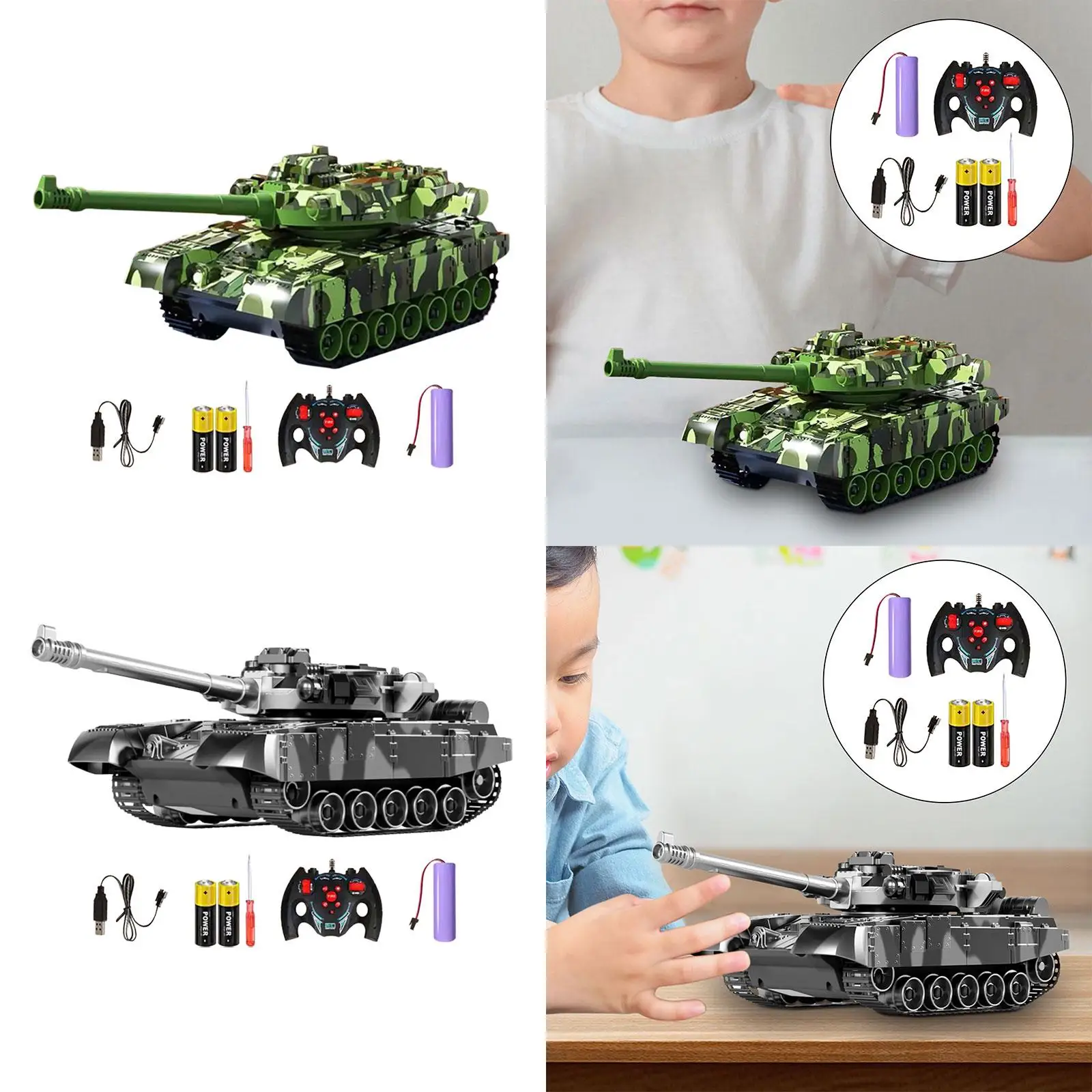 RC Battle Tank All Terrain RC Tank Rotating Turret Party Favor 360°Rotating Tank Model for Boys Girls Adults and Kids Children