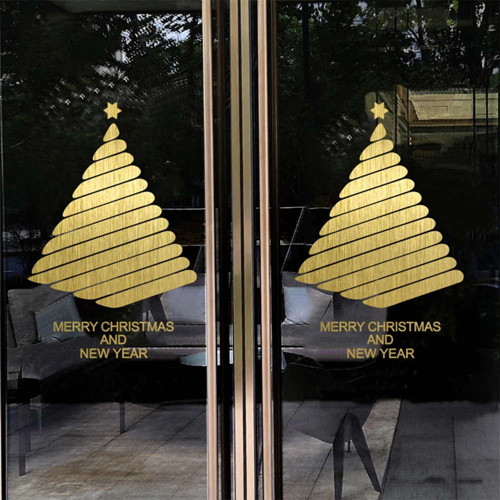 Fashion Christmas Tree Wall Sticker Happy New Year Window Decoration Lovely Santa Claus Home Decor Art Vinyl Wallpaper