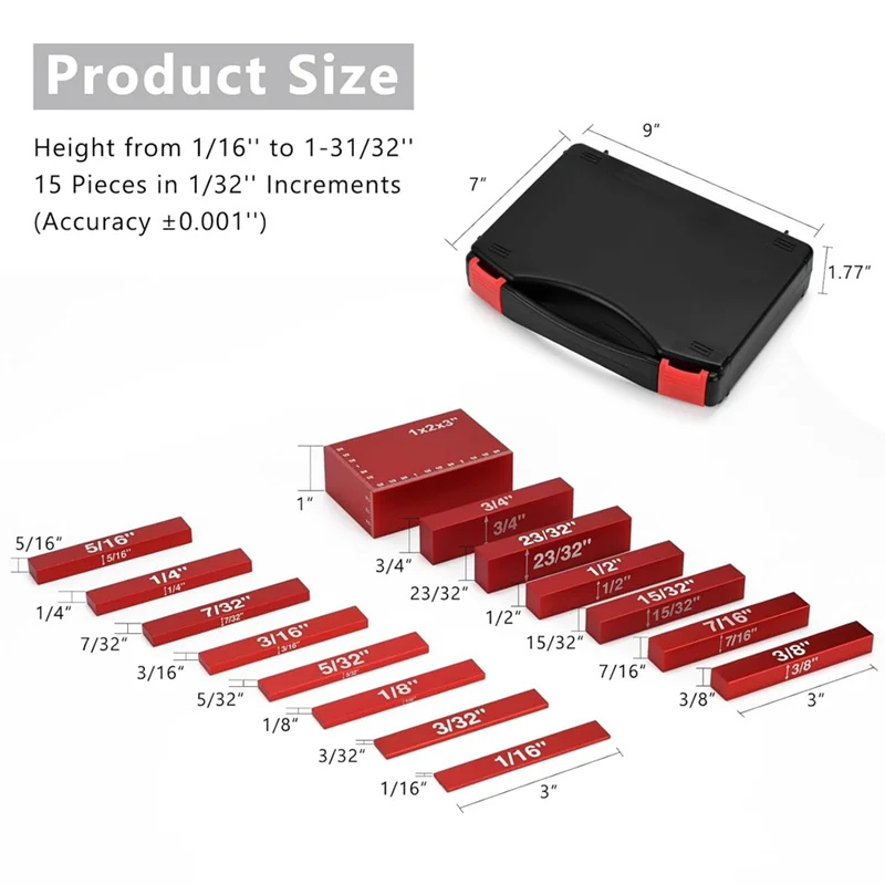 

SYW-Setup Blocks Woodworking Height Gauge Set 15 Pcs Of Set Up Bars, Router Table And Table Saw Accessories
