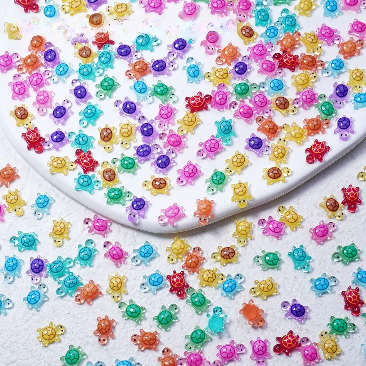 50/100/200PCS, Cartoon, Glow, Turtle, Resin Diamond, Nail Accessories, Stereo, DIY, Wear Nail Accessories