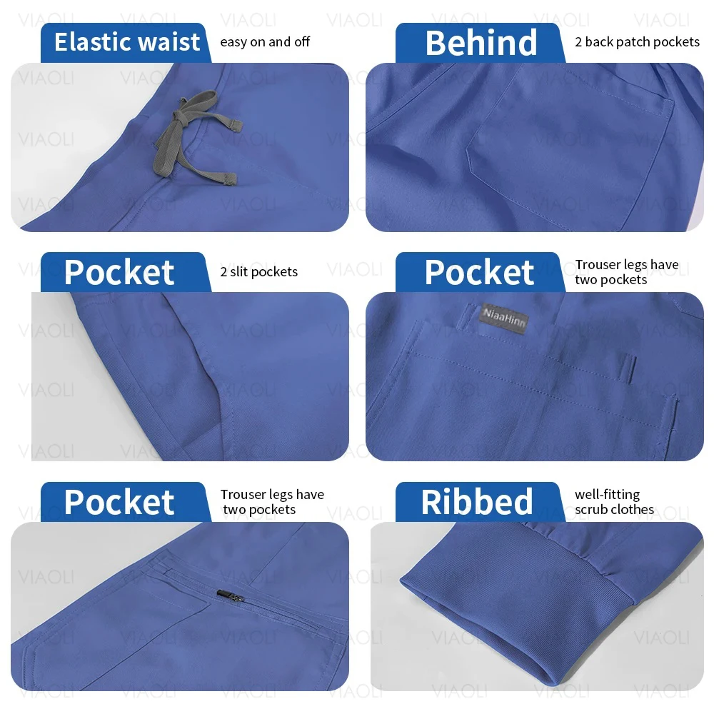 Medical Uniforms Elastic Scrubs Set Women Men Hospital Surgical Uniform Doctors Clothes Nurse Work Top Pants Nursing Accessories