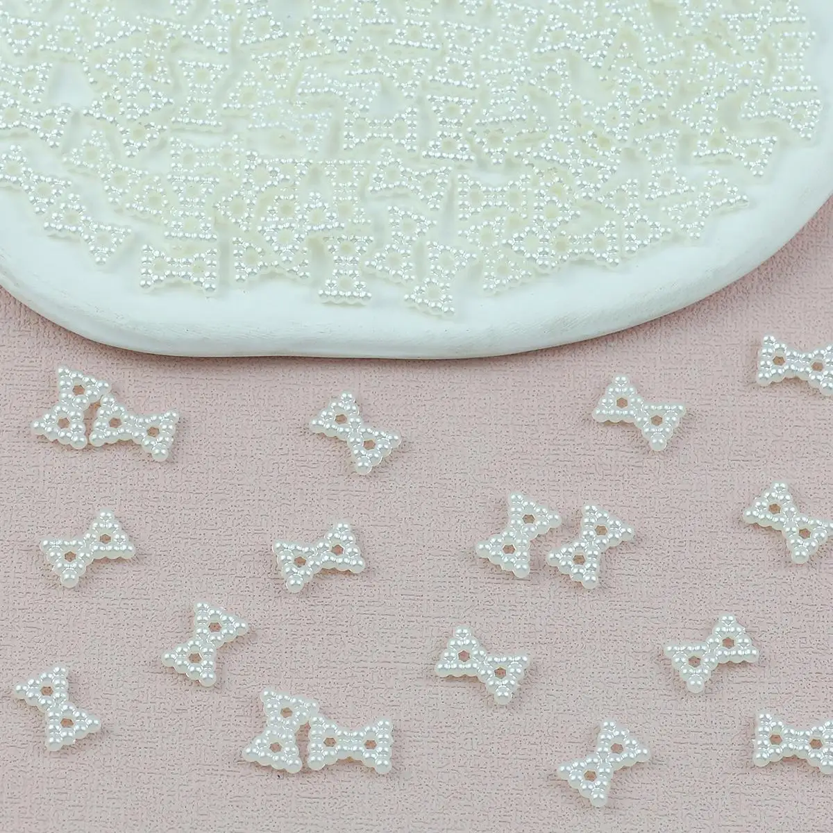300pcs/Lot Moon Stars Floral Square Bow Shaped Beaded beige Unique Creative Loose Beads For Jewelry Making DIY Bracelet Neckalce