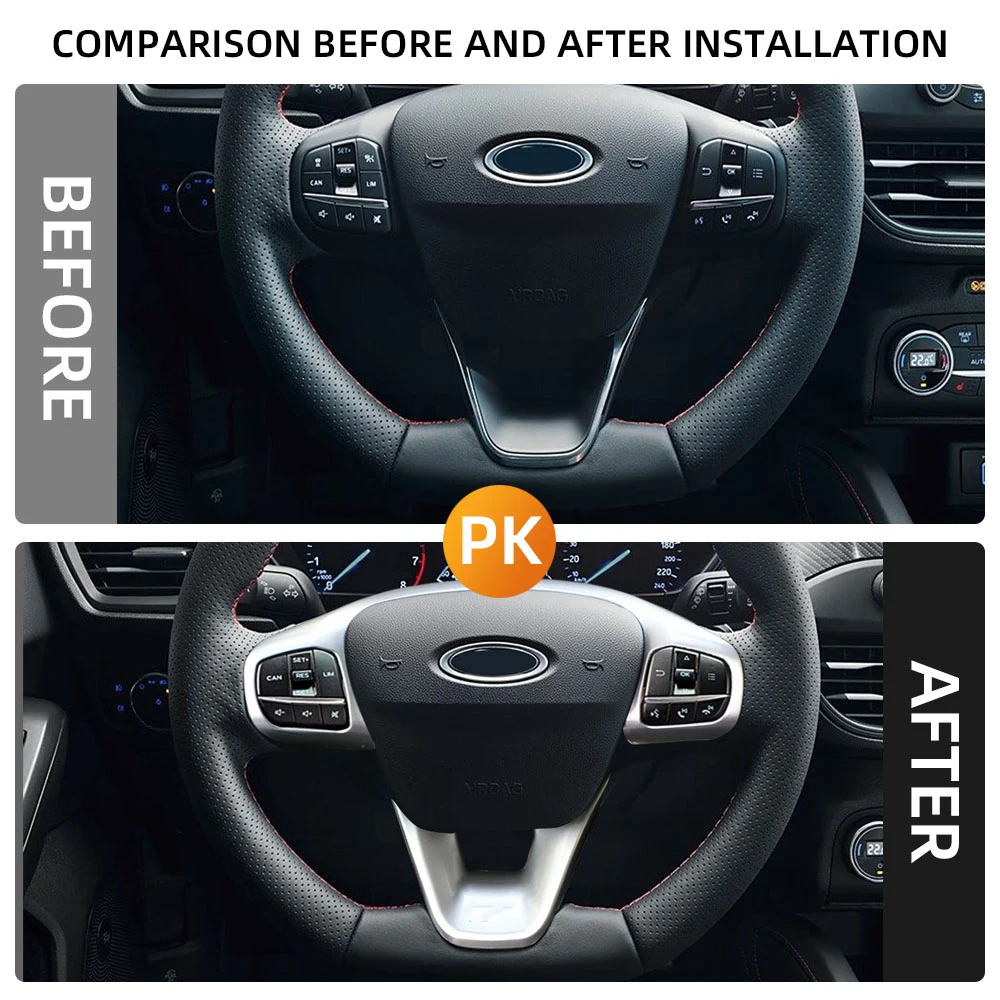 2 teile/satz Auto Lenkrad Pailletten Fit für Focus 4 MK4 2019-2024 Fiesta MK8 2017-2021 Carbon Faser dekoration Zubehör – Detail 4