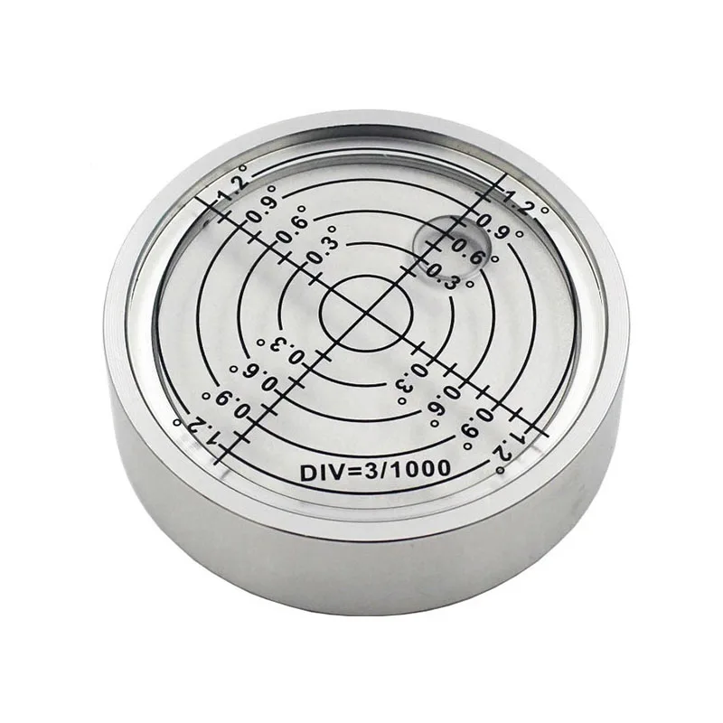 3/1000 1/1000 High Precision Metal Circular Bubble Level Universal Nivel Bead With Mounting Holes Round Leveling Blister 1PCS