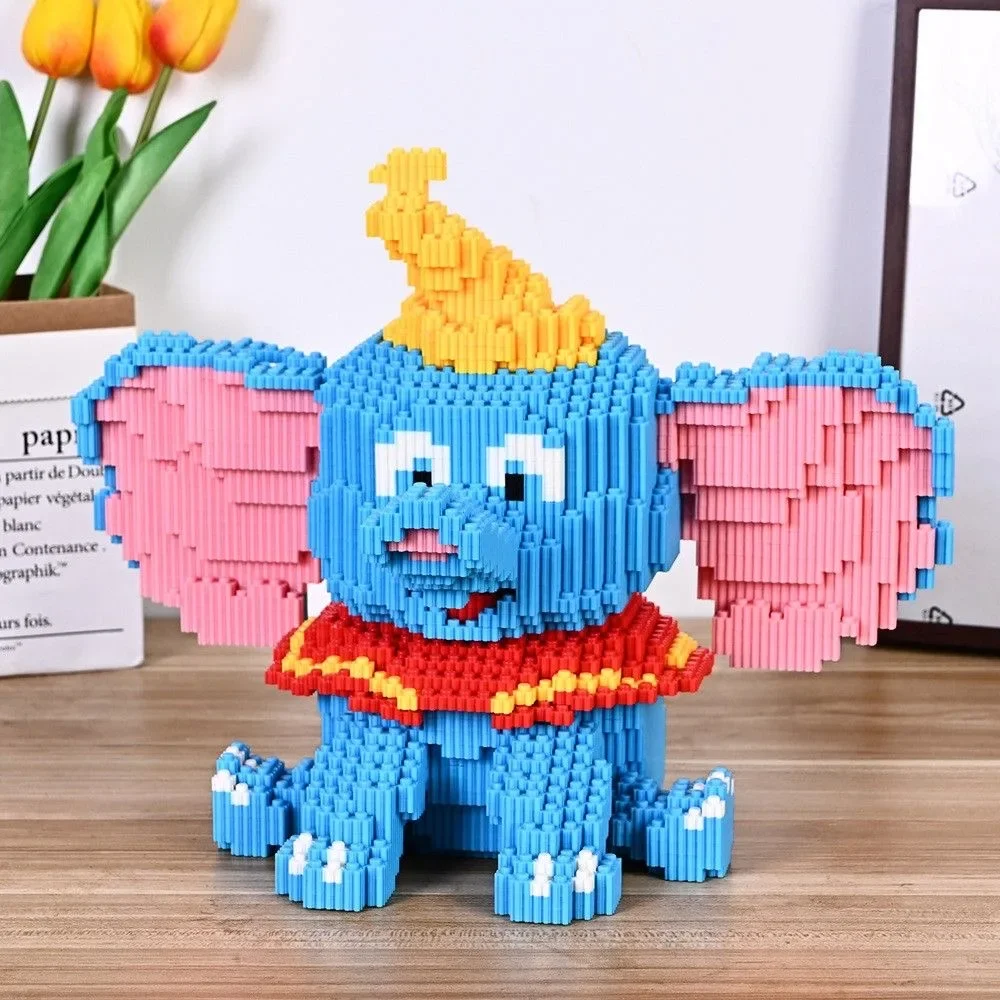 Disney New Dumbo Gear Type Splicing Building Blocks Cartoon DIY 3D Doll Puzzle Children\'s Toys Birthday Gift for Boys and Girls