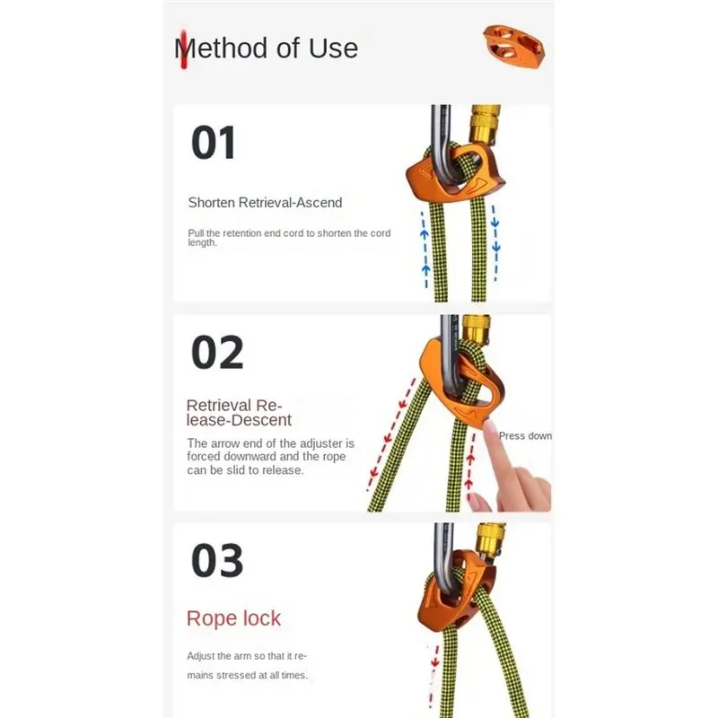 B48B-Aluminum Alloy Climbing Adjuster Accessory, Small Rope Control Plate Designed For Outdoor Use And Carrying Need