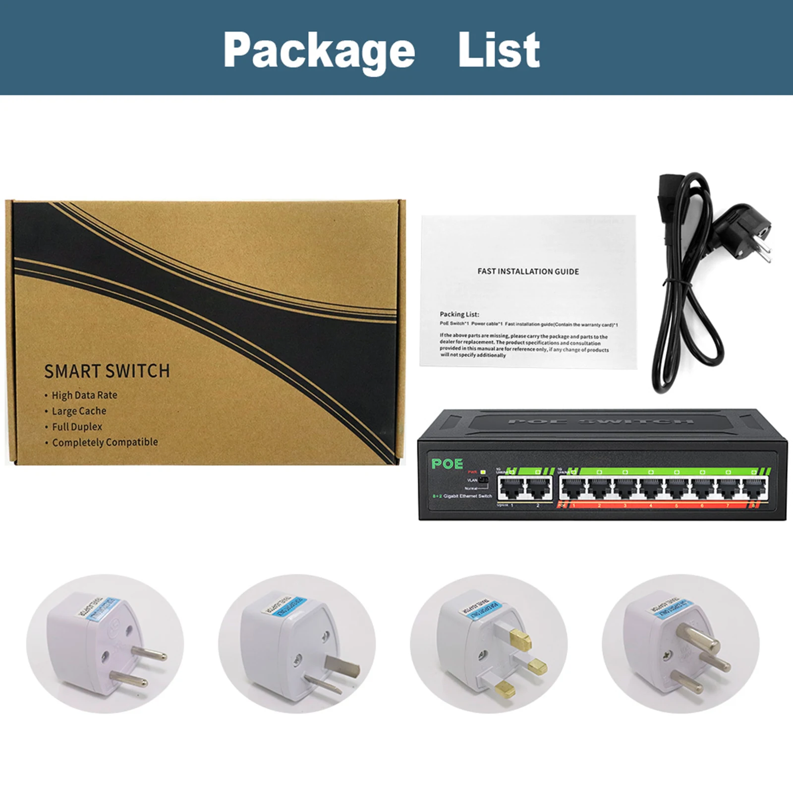 Conmutador Ethernet rápido para enrutador Wifi/cámara IP/AP inalámbrico, conmutador inteligente de 6, 10 y 18 puertos, 100/1000 Mbps, Gigabit POE