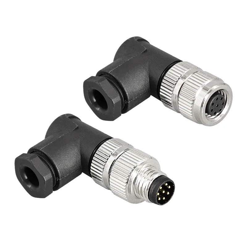 5/20/100PCS M8 sensor elbow connector waterproof male&female plug screw threaded coupling 3PIN 4PIN 8PIN A type sensor connector