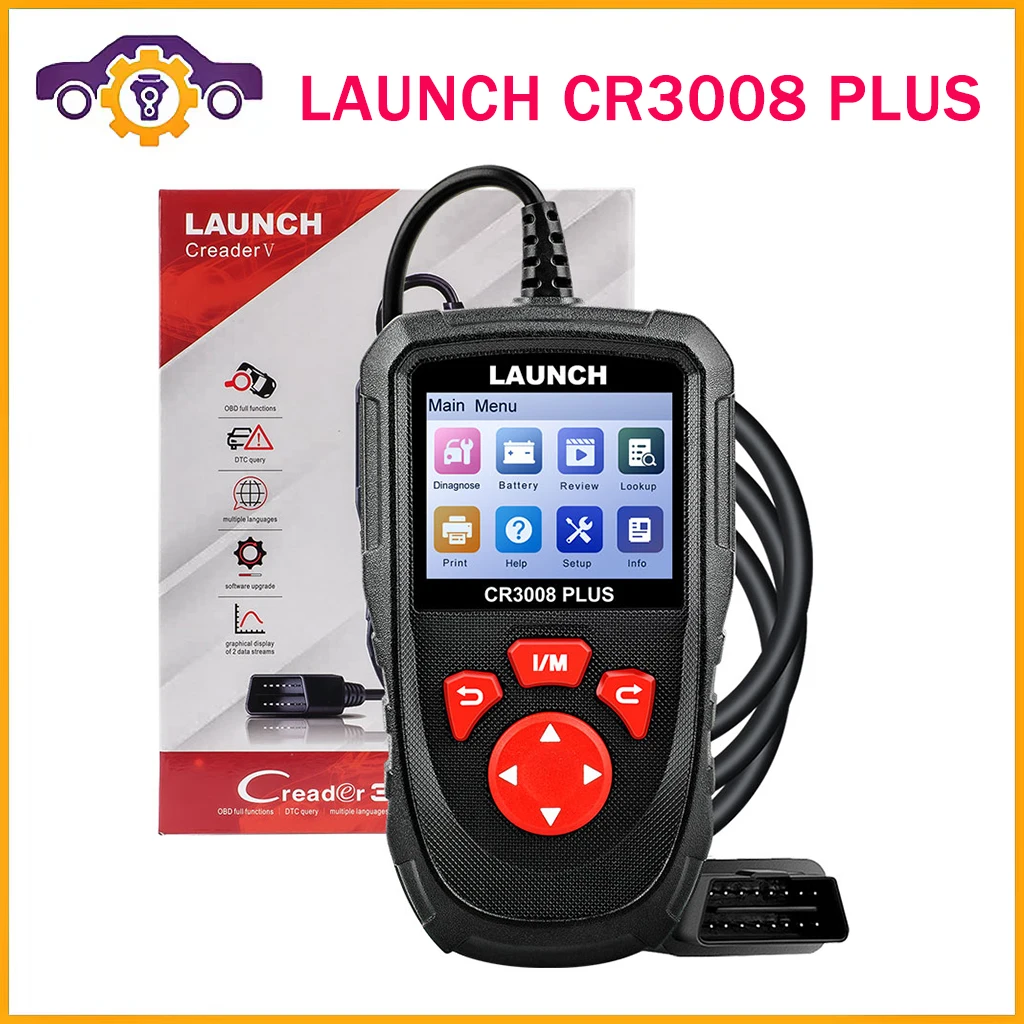 

LAUNCH X431 CR3008 PLUS Full OBD2 Diagnostic Tools Car OBDII Automotive Scanner Check Engine Battery Free Update pk CR3001 KW850