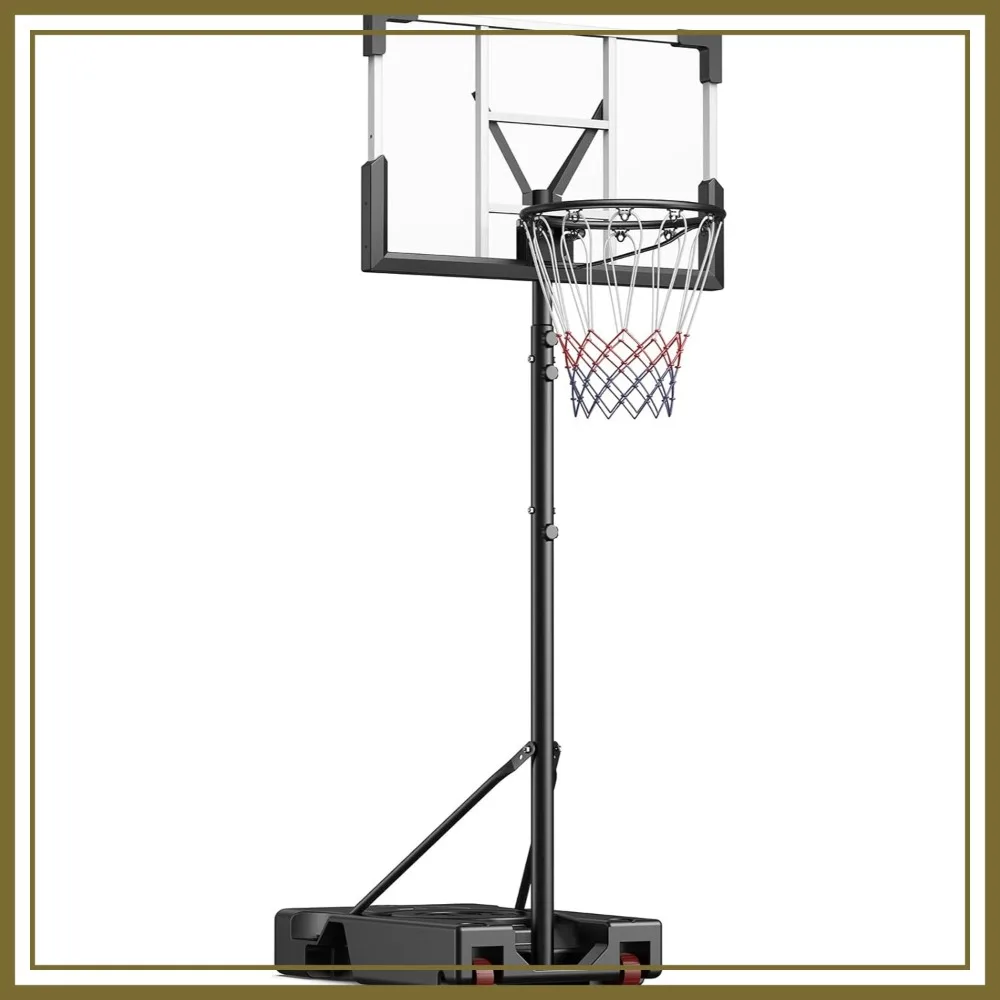

10FT Adjustable Basketball Hoop, 45" Shatterproof Backboard, Portable with Wheels for Outdoor/Indoor