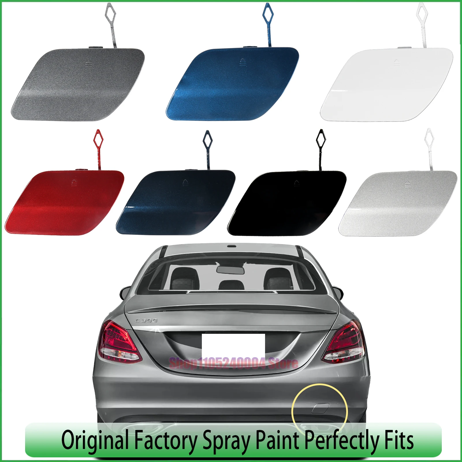 For Mercedes-Benz C-Class W205 Rear Tow Hook Cover For C180 to C350 All Models 2014-2018 Premium Accessory Part 2058850224