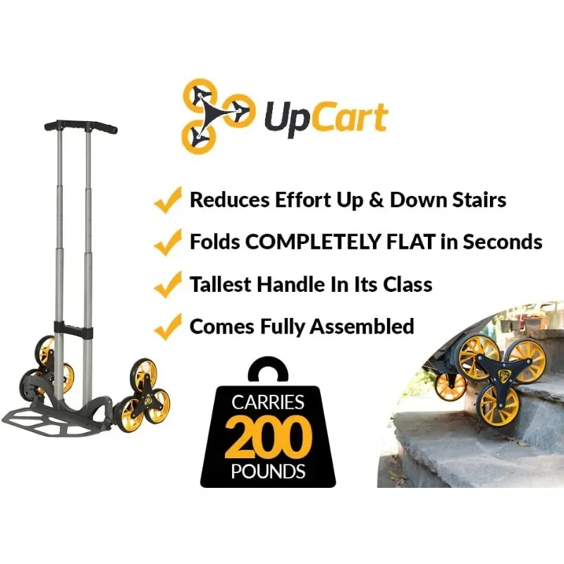 

UpCart® Lift - Stair Climbing And Folding Flat Hand Truck Up To 200lb Capacity