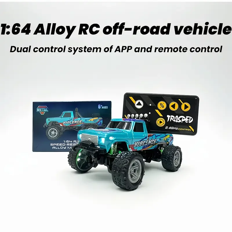 Alloy RC Car 1/64 Mini Off-road Climbing Car High Speed  Diecast Remote Control Car  Light Shock Absorption Children's Toy Gift