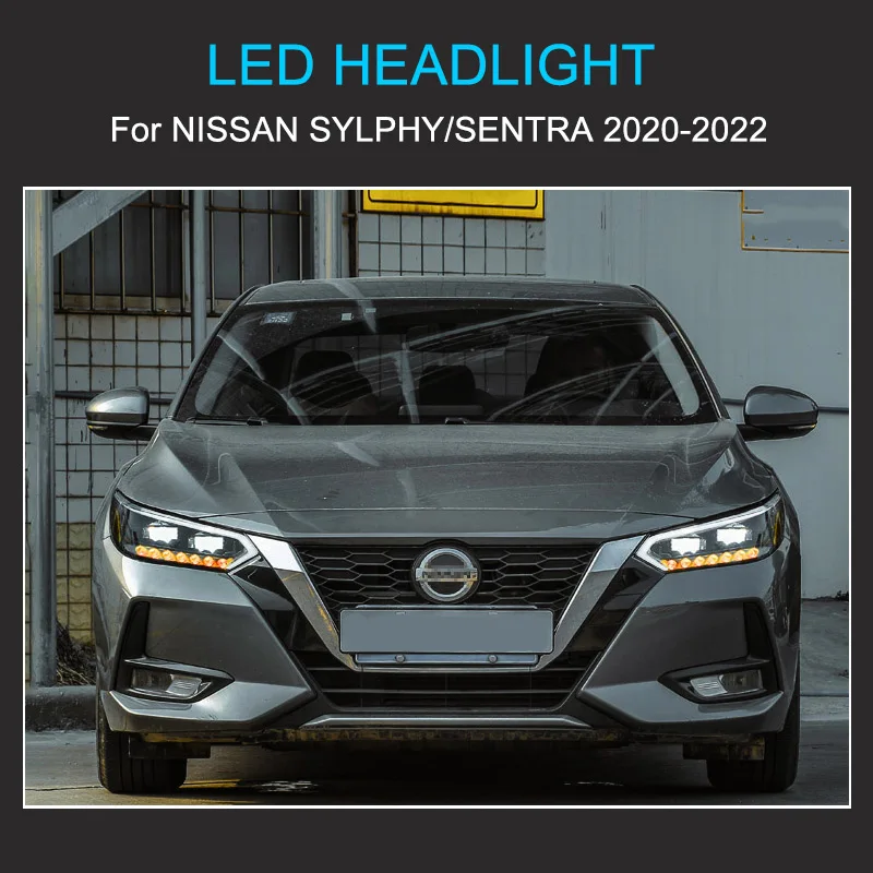 1 Pair Full LED Headlight Assembly for Sentra Sylphy 2020 2021 2022 Plug and Play with LED DRL Dynamic Turning Rear Tail Lamps