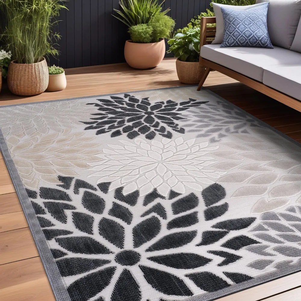 

Outdoor Rug, for Indoor and Outdoor Patio Easy To Clean Non Shedding Living Room Porch Garden Washable Outside Carpet
