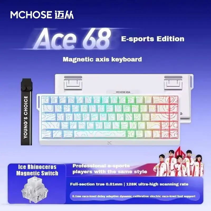 

MCHOSE ACE 68 Keyboard Hall Effect Rapid Trigger Programmable RGB 8K Hz DKS/MT/TGL/RSMagnetic Switch Gaming Keyboard