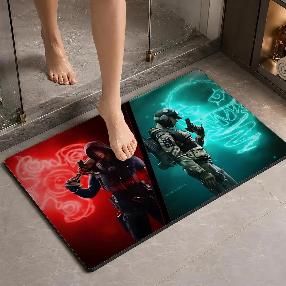 Tom C-Clancys R-Rainbow Six Siege Floor Mat Diatomite Bath Stone Super Absorbent Non-Slip Dry For Bathroom Toilet Sink Entryway