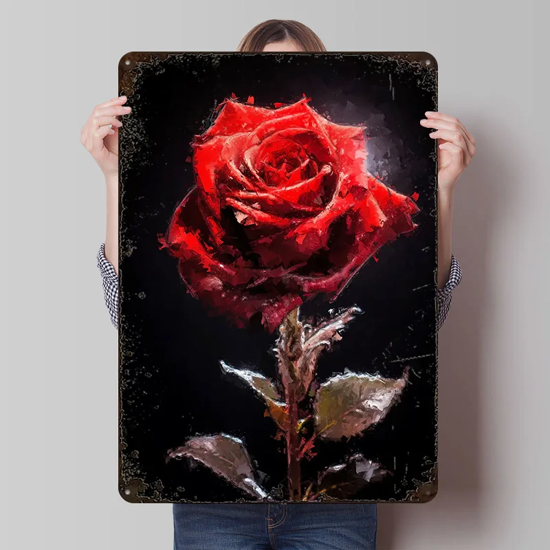 Whispers of a Rose Printed Posters Customizable Wall Art Retro Vintage Metal Tin Signs for Home Room Garage Decoration Gaming
