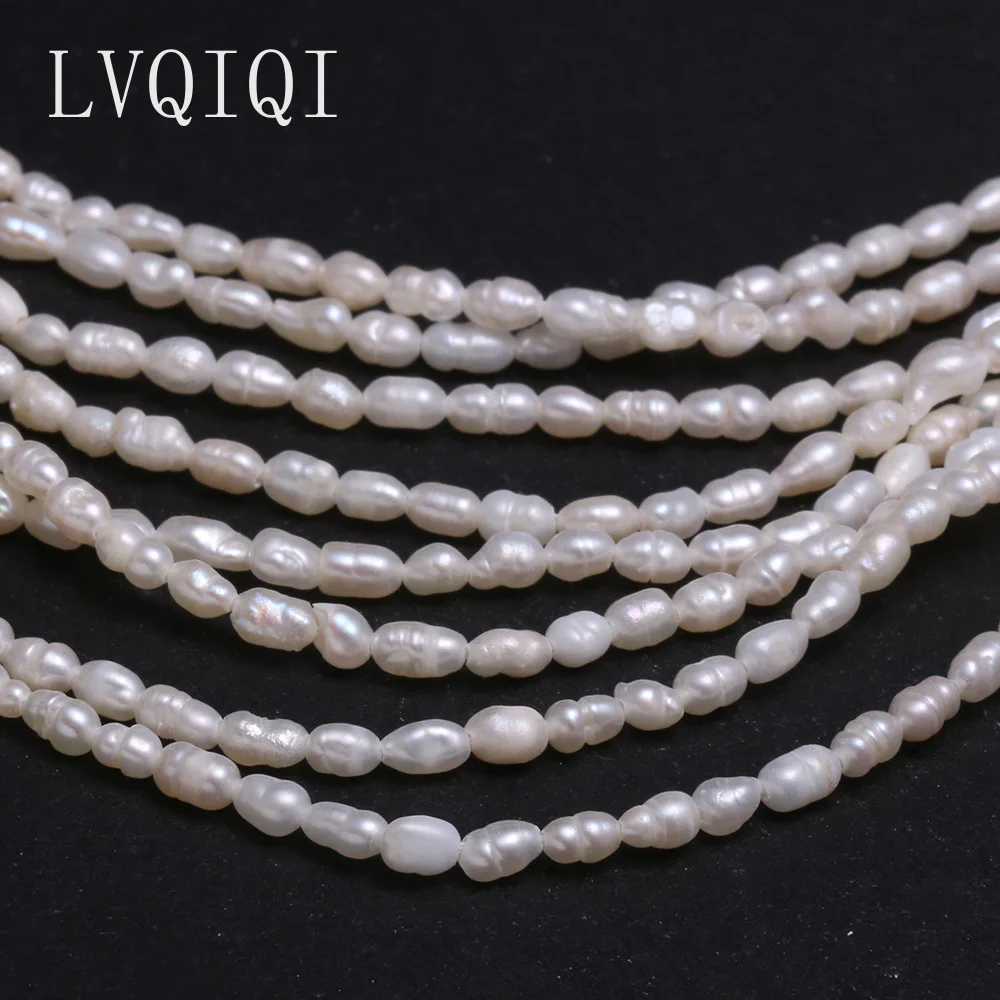 Natural Freshwater Pearl Beaded High Quality White Rice Beads Loose Pearls For Making Jewelry DIY Bracelet Necklace Accessories