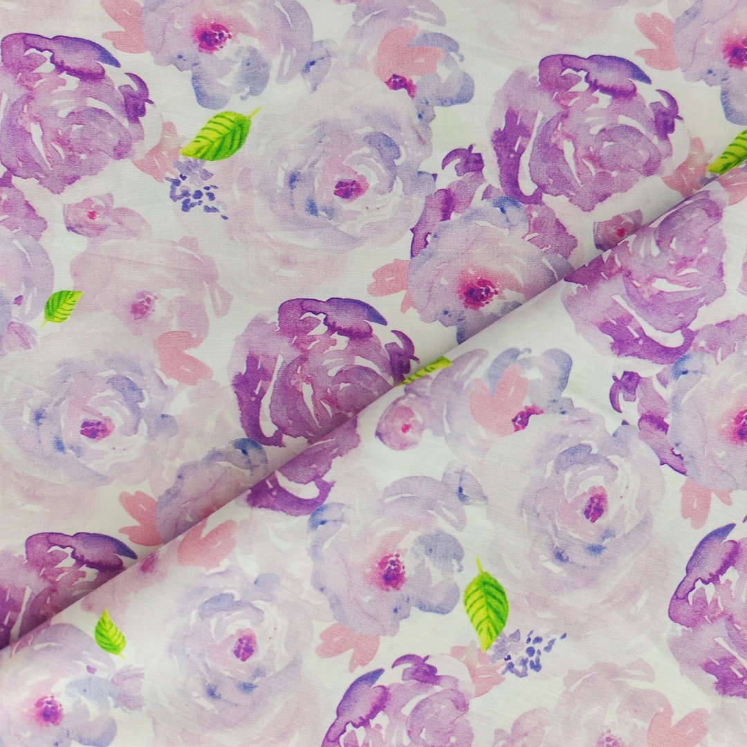 

150x50cm Purple Dyeing Flower Cotton Poplin Cloth, for Dress, Shirt, Home Clothing Fabric