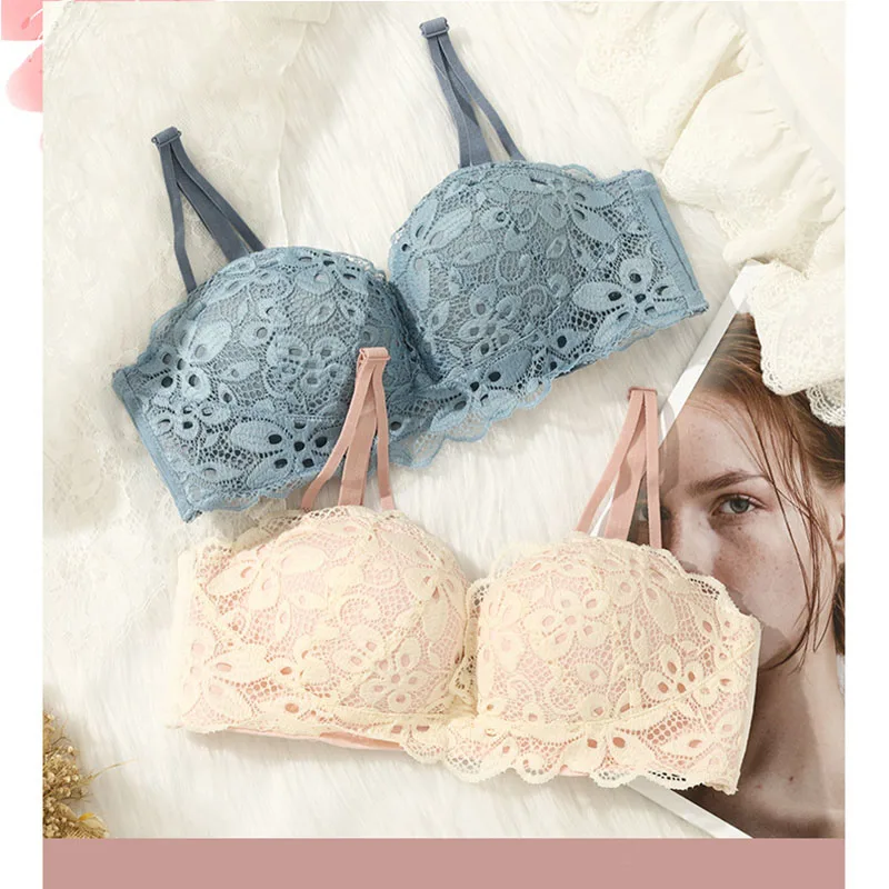 Female Lace Bralette Push Up A B Cup Bras Brassiere Sexy Detachable Strap Bra Women Underwear