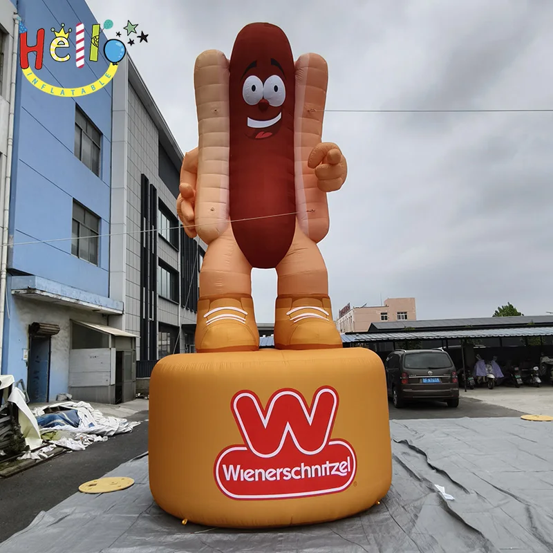 Giant Inflatable Hot Dog Character Model Custom Food Mascot Advertising Stand for Restaurant Promotion Display