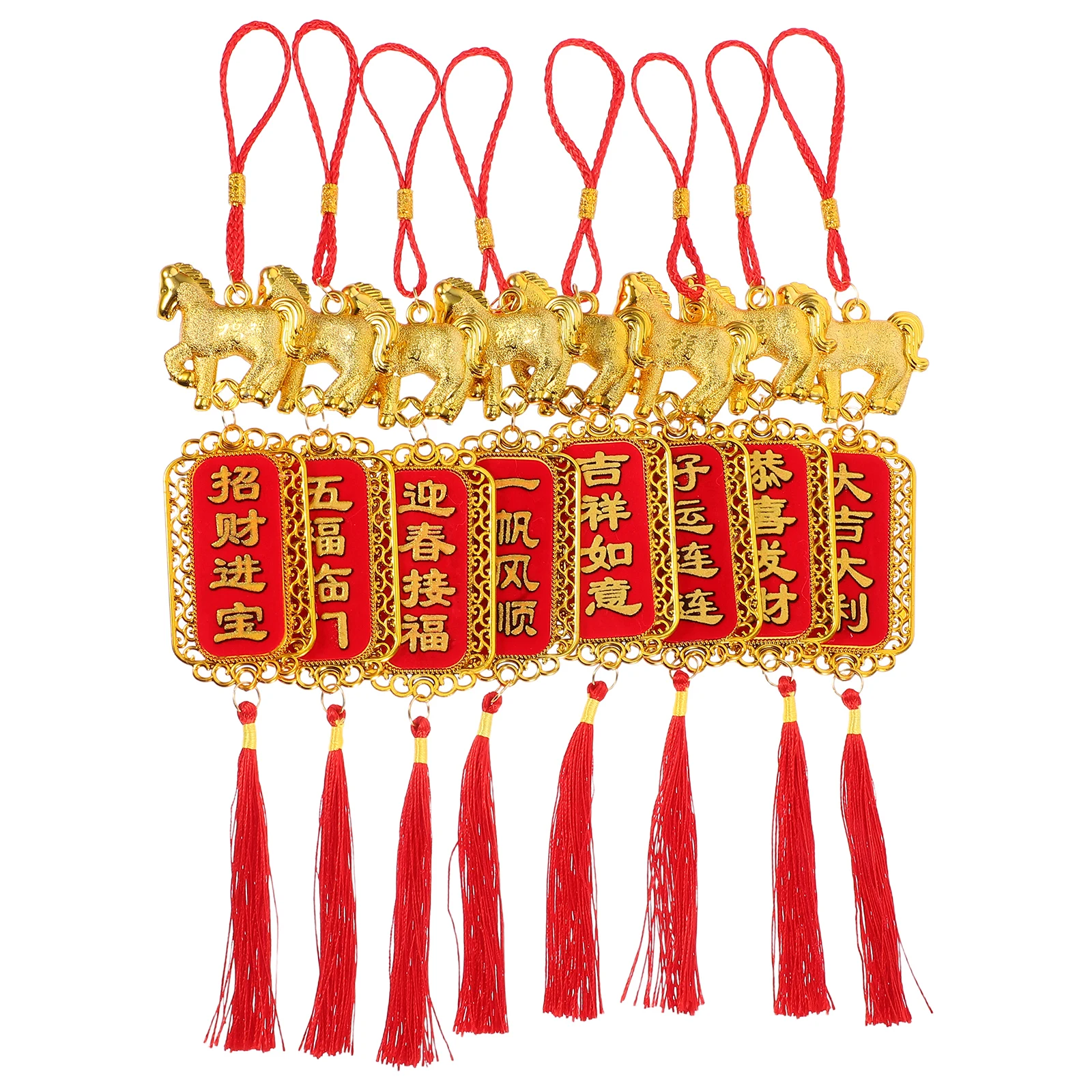 

8Pcs Bonsai New Year Hanging Decorations Horse Year 2026 Chinese Spring Festival Pendant Home Mouse Office Lucky Ornament