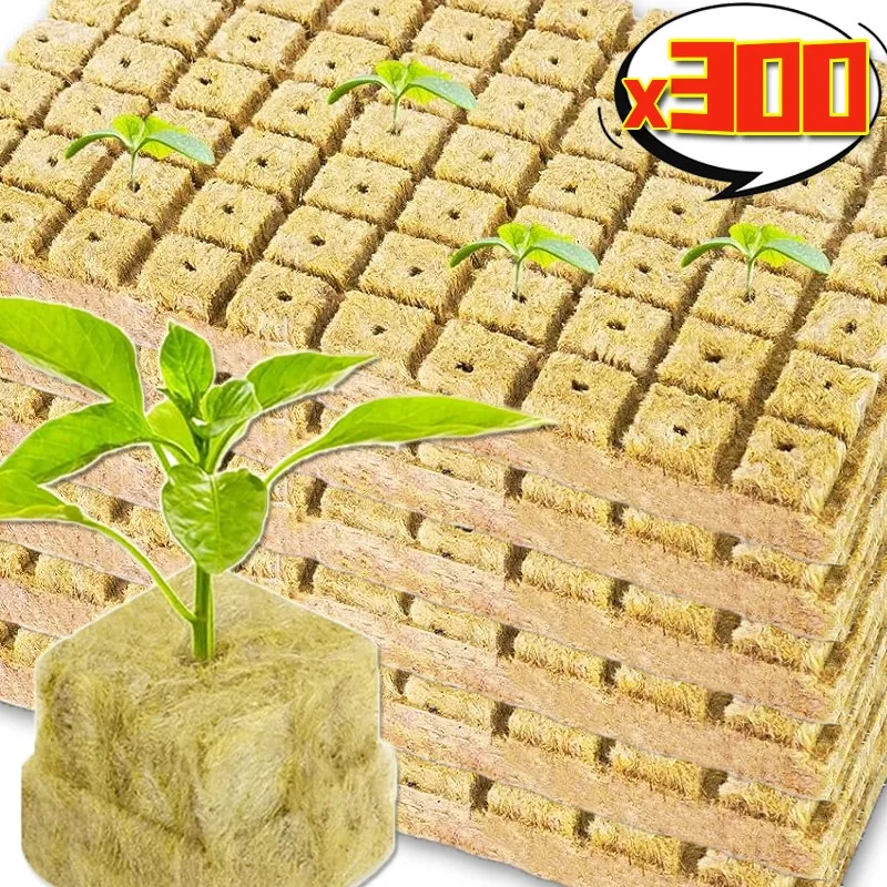 

50/300PCS Seedling Planting Sponge Block Stonewool Hydroponic Grow Media Cubes Plant Propagation Nursery Pots Garden Supplies