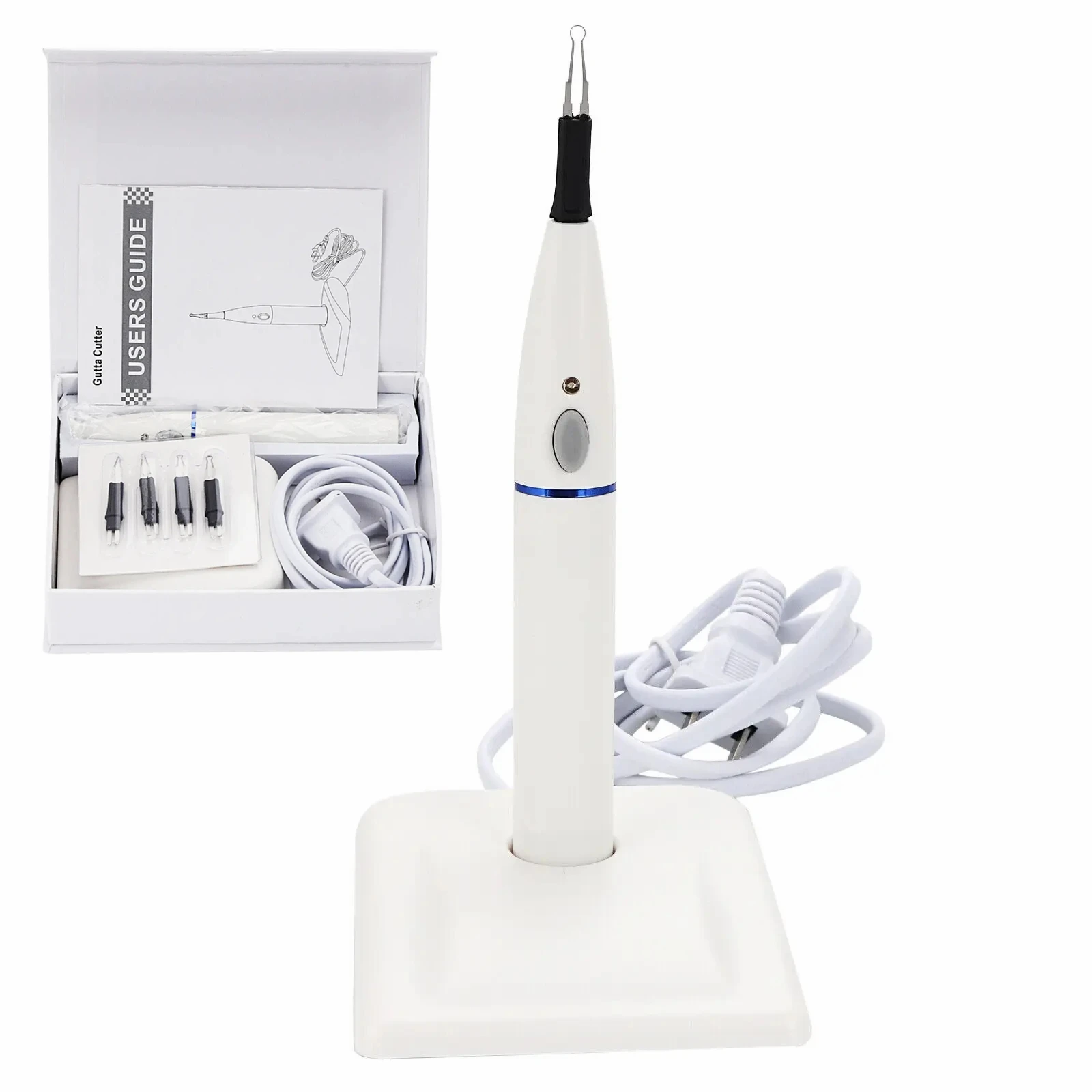 

Dental Gutta Cutter Percha Point Obturation System Heater Tool with 4 Tips Veterinary Instrument