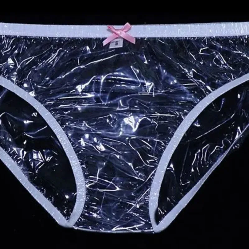 S-5XL Thin PVC Transparent Men Sexy Breifs Low Waisted Soft Smooth Plastic Couple Erotic Bikini Lingerie ABDL Waterproof Panties