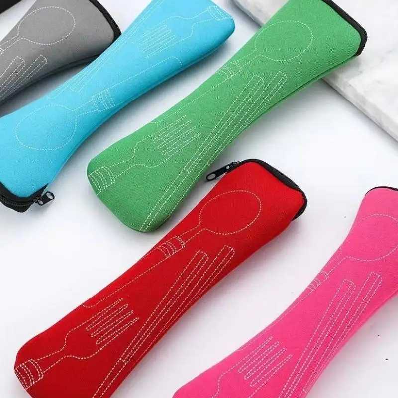 1PC Tableware Bag Portable Dinner Set Travel Picnic Fork Packaging Outdoor Camping Kitchen Home Storage Bags(only Bag)