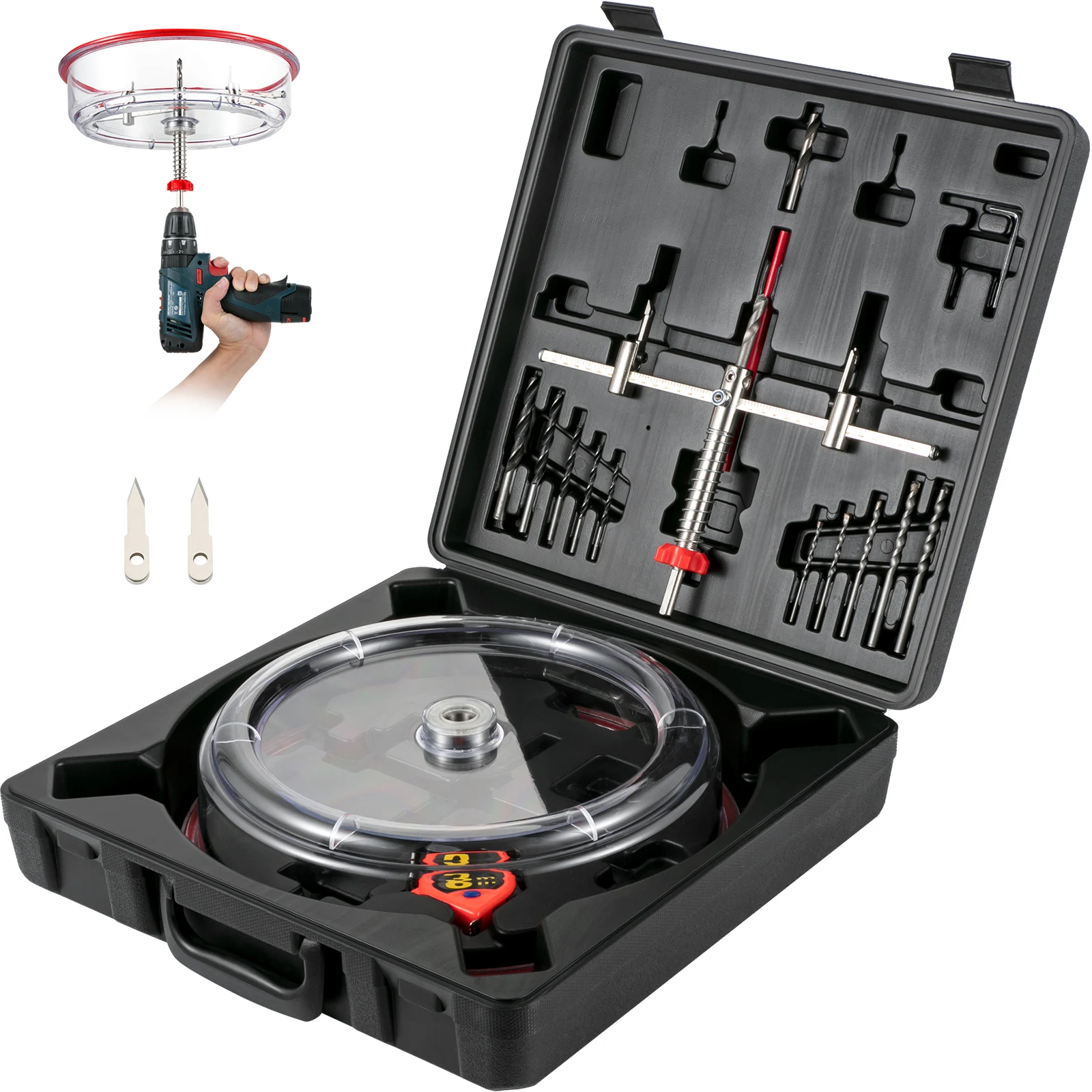 VEVOR 40-200mm 40-300mm Adjustable Steel Hole Saw Cutter Kit w/ Shield Hole Cutter Drill Bit DIY Tool for Sheetrock Veneer Slate