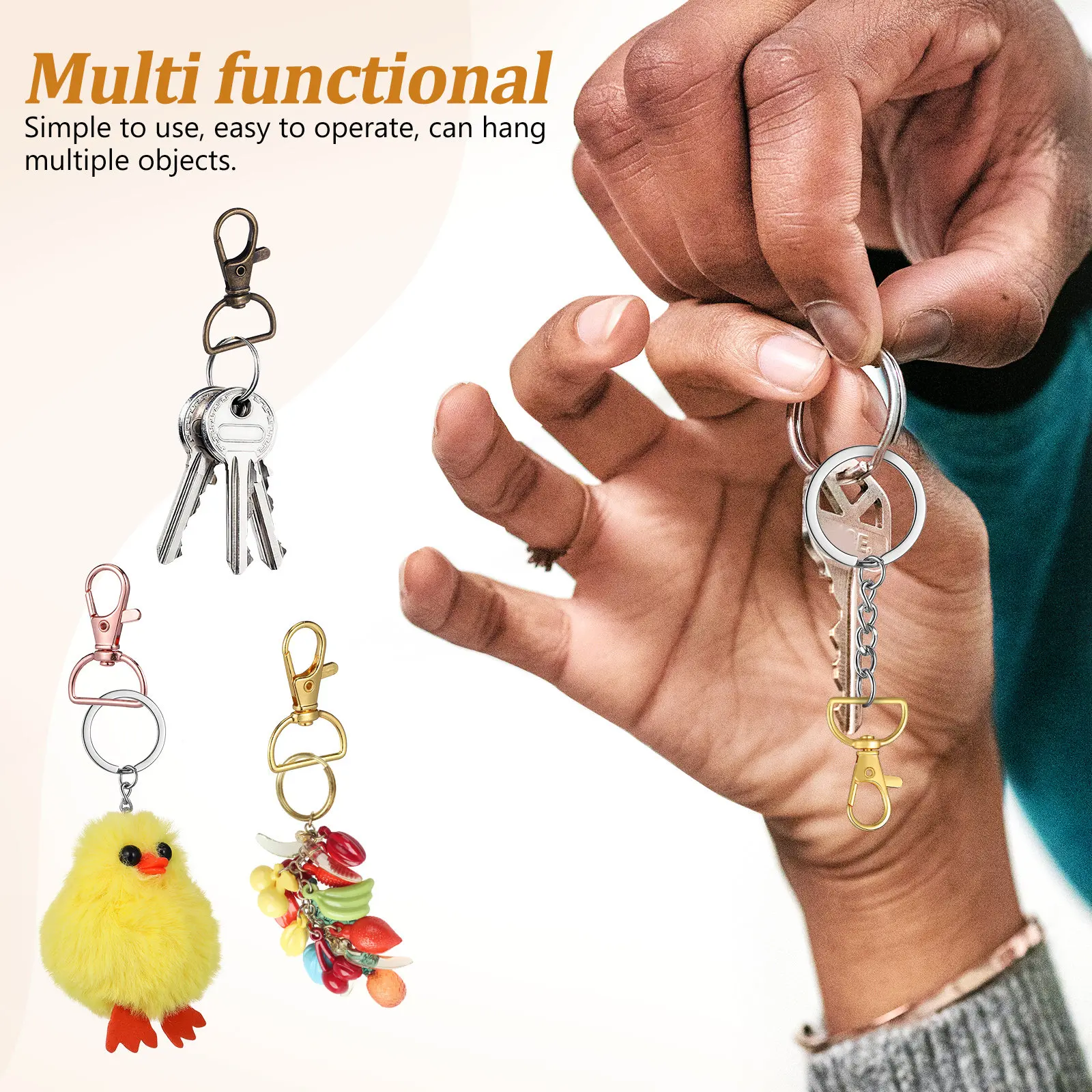40Pcs Metal Swivel Lobster Clasp Keychain Clips D Ring Heavy Duty Keychain Making Supplies DIY Craft Accessories Bulk Set