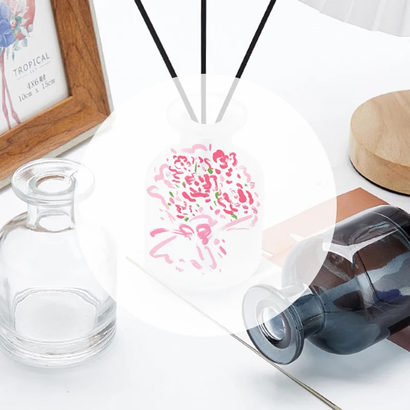 1개 50ml 홈 프래그런스 디퓨저 병 파티 선물 유리 용기 리드 디퓨저 에센셜 오일 병 오일 디퓨저 스틱