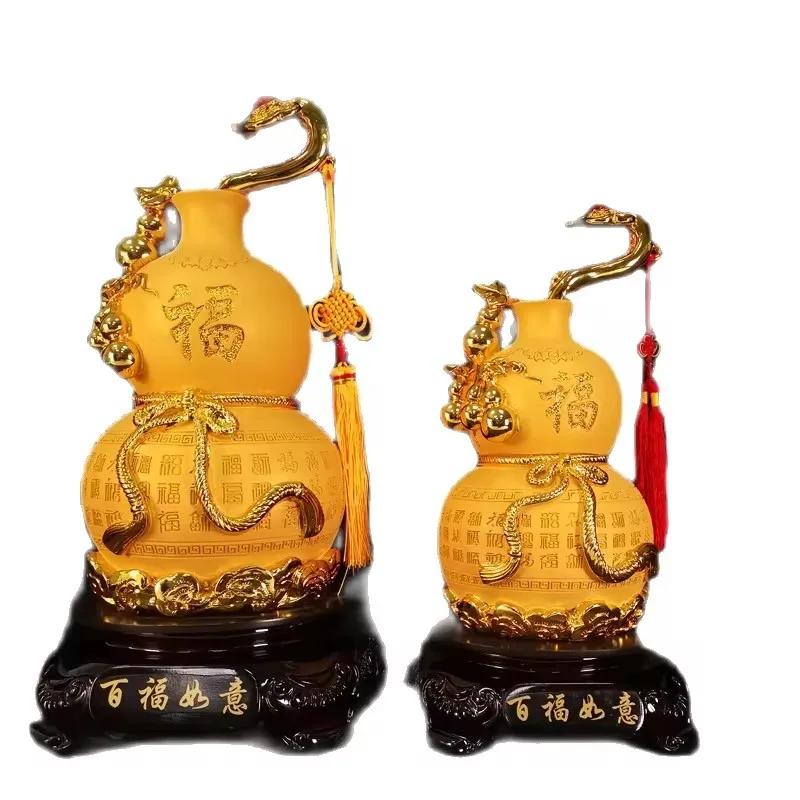 Divance Resin Gold Gourd Decoration Zhaocai Large Home Feng Shui Living Room Office Decoration Baifu Linmen