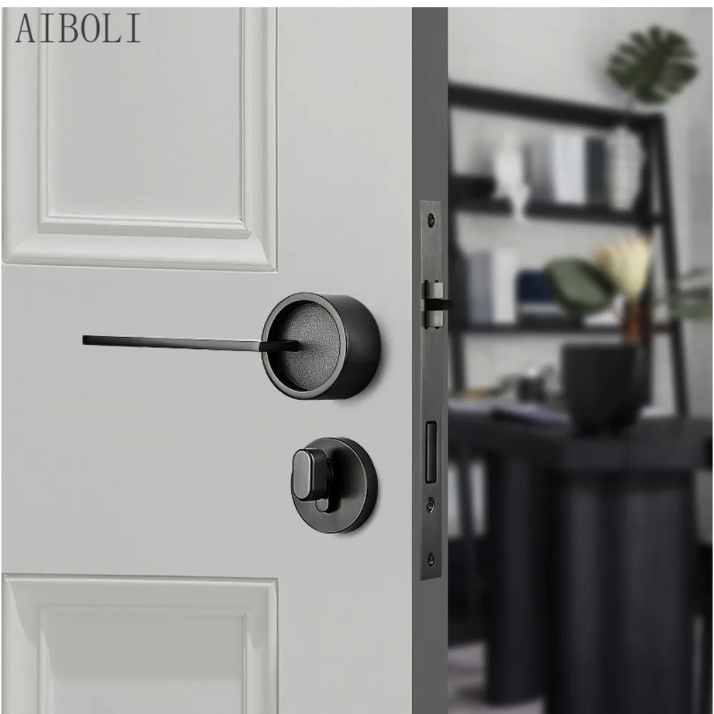 

Zinc alloy Black Door Locks Bedroom Nordic style Interior Door Handle Lock Security Mute Door Lock Household Hardware