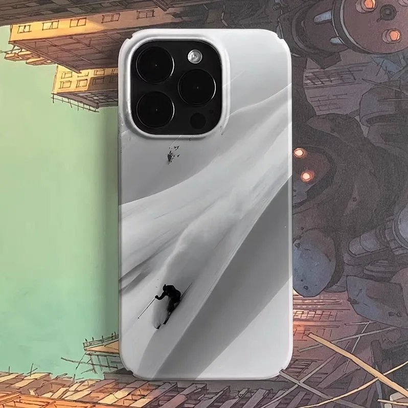 

Ins Grey Desert Lone Walker Phone Case for IPHONE 17 Air 16E 15 PROMAX 14 Plus 13 12 MINI 11 PRO 16Plus XR Acrylic Phone Cover