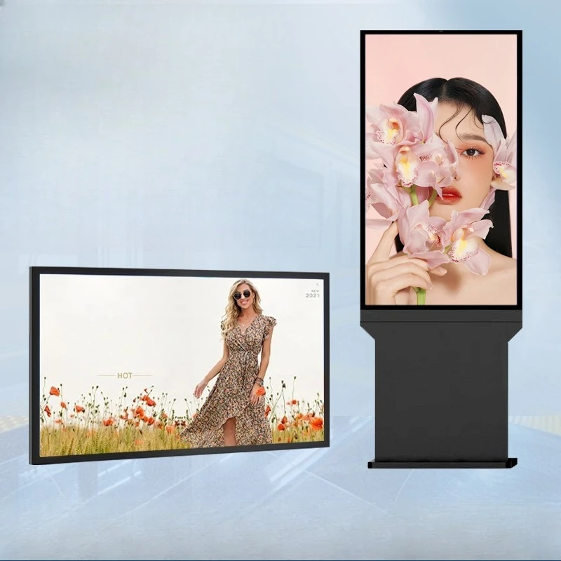 

Outdoor advertising machine IP66 ultra-thin HD waterproof and rainproof high-gloss outdoor wall-mounted advertising display