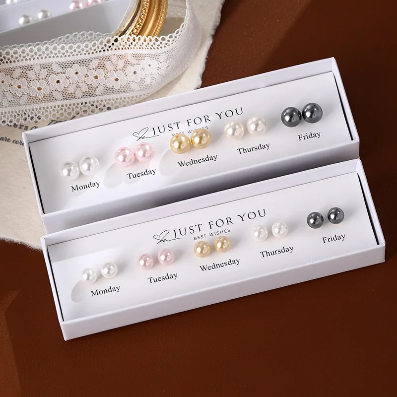 

2025 Australian White Pearl Earrings 925 Silver Studs Minimalist Korean Jewelry Women Elegant Round Face Gift Set