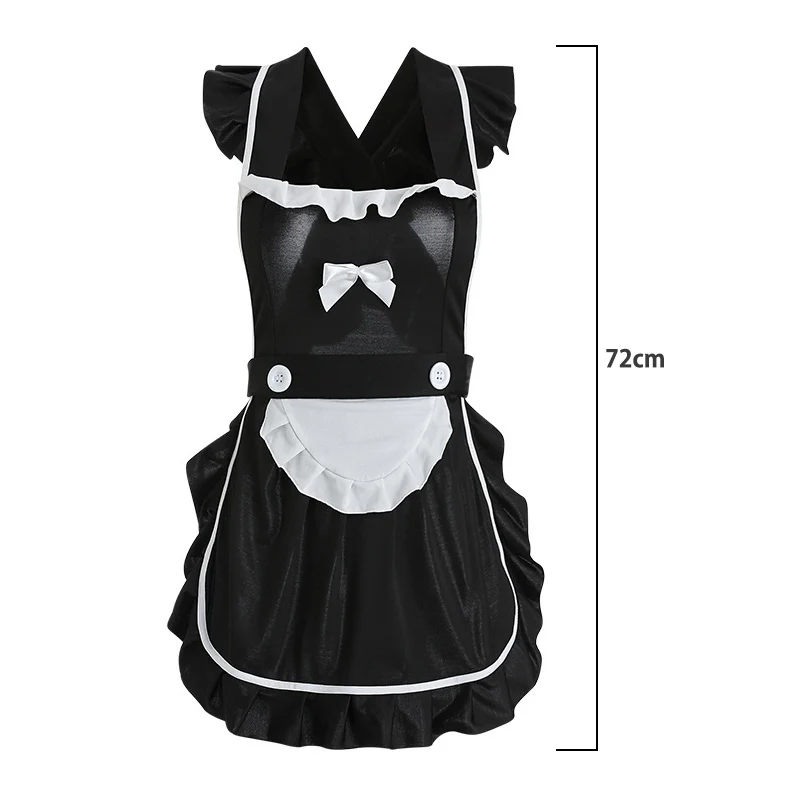 Woman Sexy French Maid Apron Black With Pockets Chef Uniform Temptation Pajamas Couple Sex Suit Nightdress Pinafore Bib Home