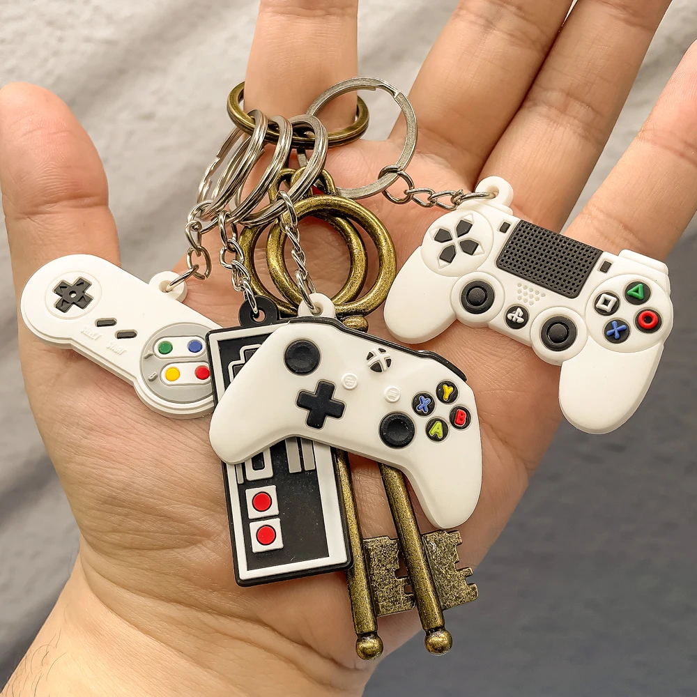 1PCS PVC new keychains Individual game machine key ring mini cartoon Gamepad Joystick fit boy schoolbag trinket birthday gifts