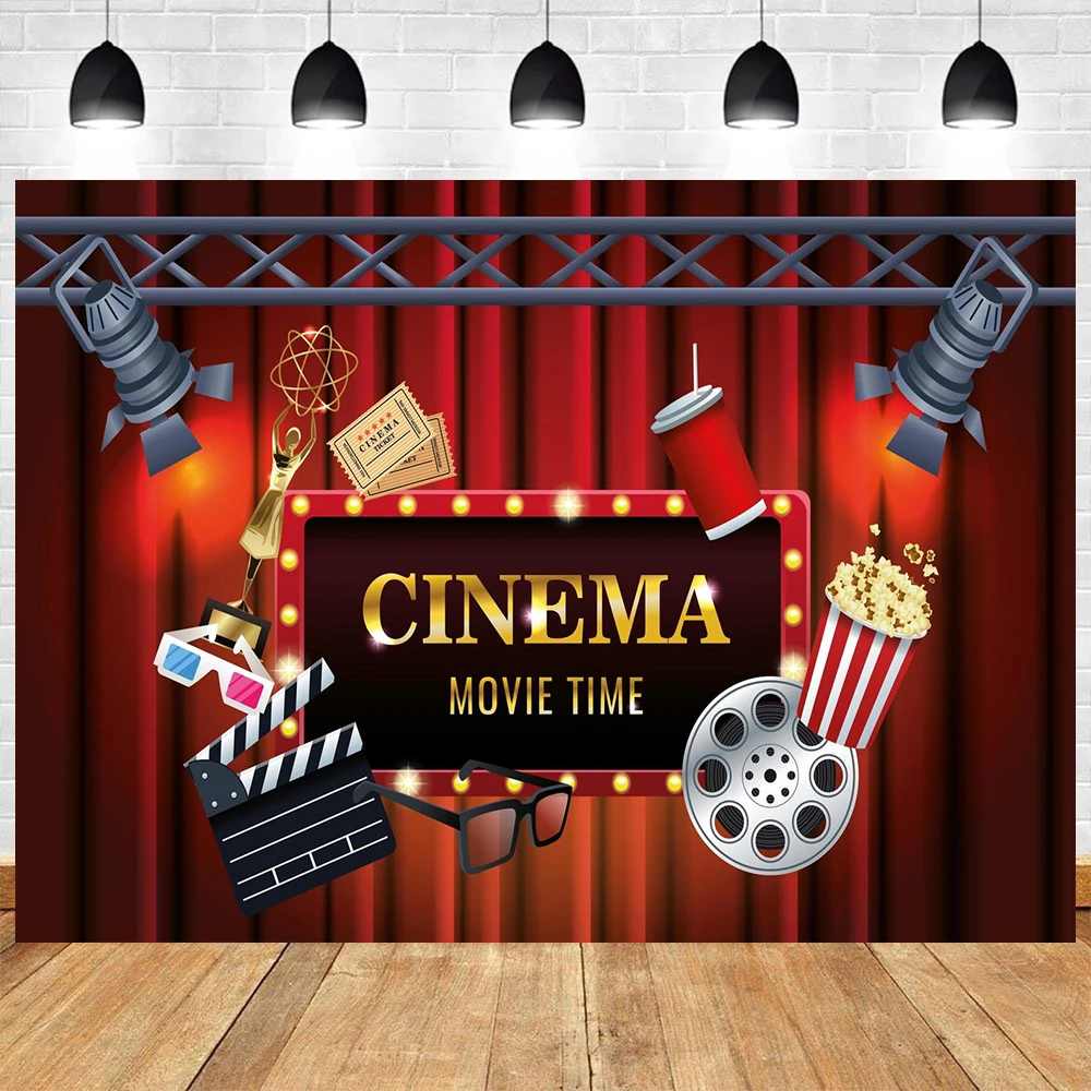 Cinema Movie Night Theme Photography Hollywood Red Carpet Film Event Star Backdrop Adults Birthday Party Red Carpet Decorations