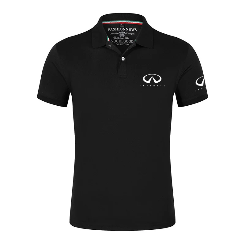 2024 New Infiniti Cotton Polo Shirts Comfortable Casual Solid Color Slim Fit Mens Printing Summer Fashion Brand Tops Clothing