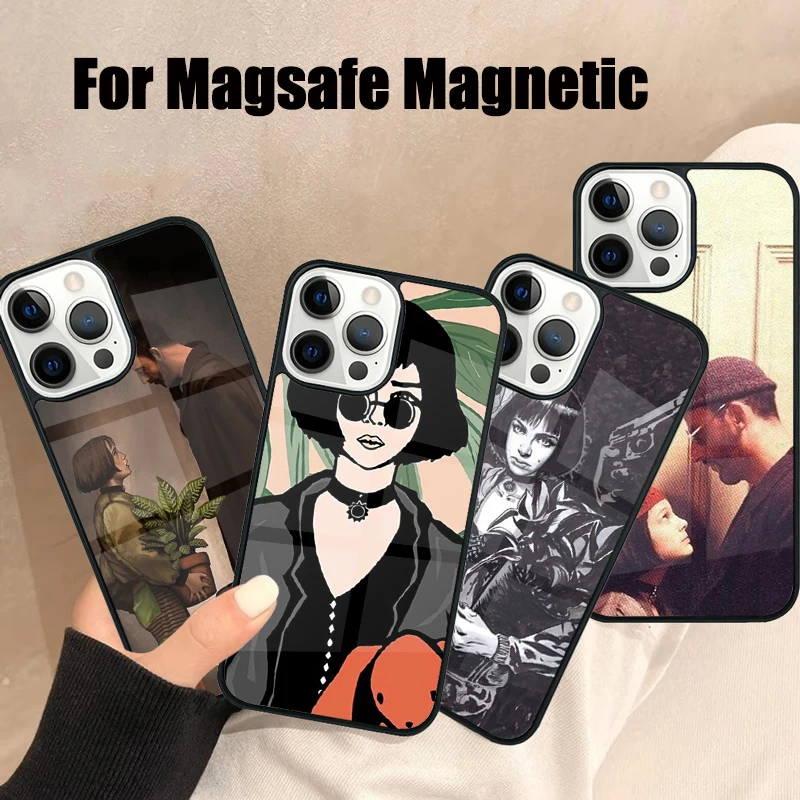 Leon Matilda Natalie Portman Magsafe Phone Case For iPhone 16 15 14 13 12 11 Pro Max Plus Mirror Wireless Magnetic Cover